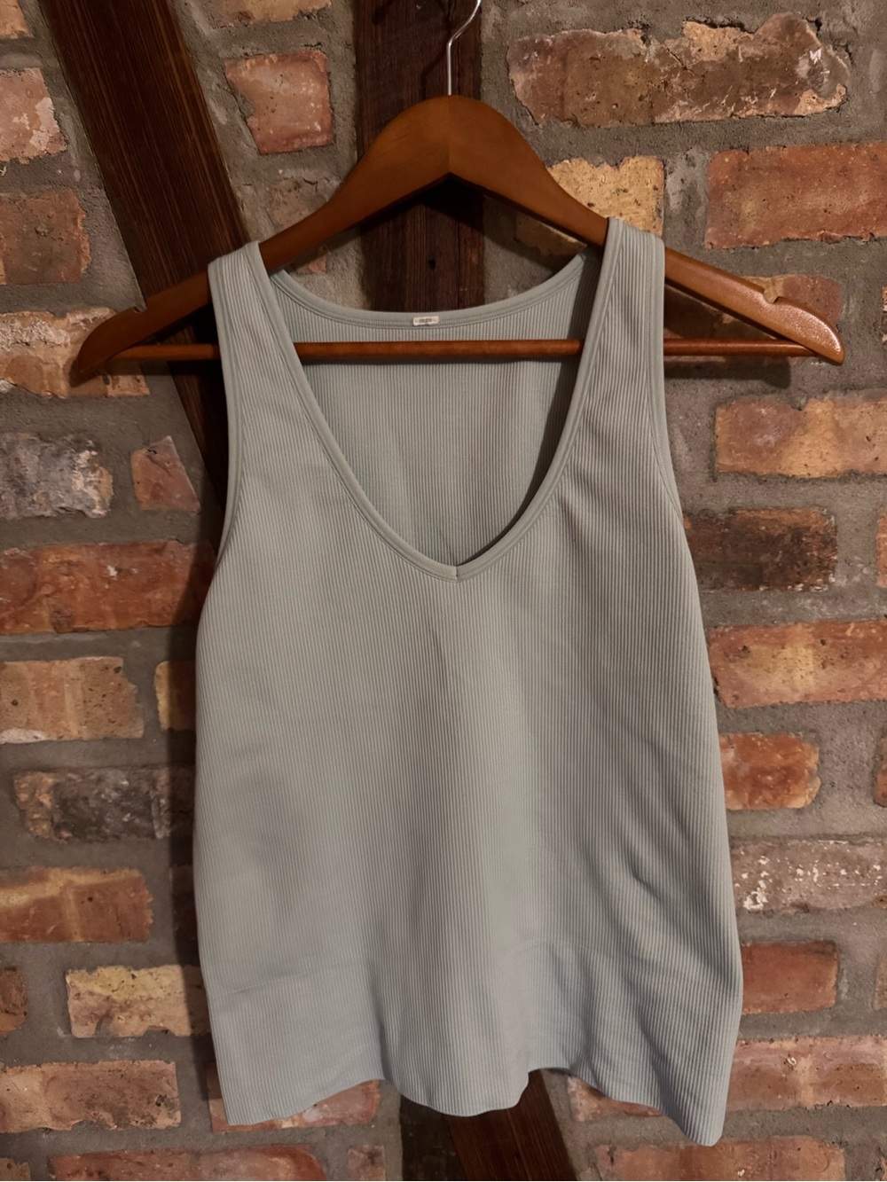 Light Sage Ribbed V-Neck Tank Top by Athleta